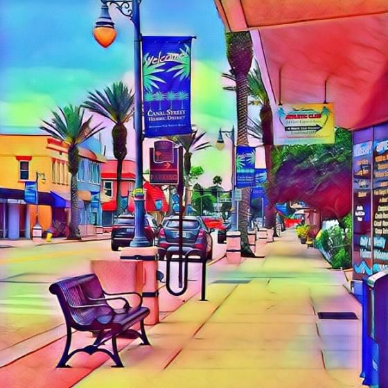 Street with brightly-colored streets